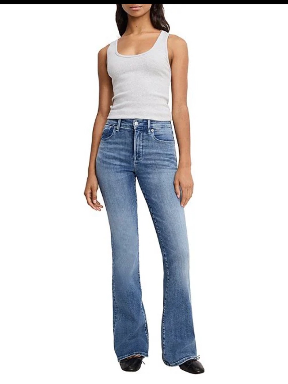 Good American Light Blue High-Rise Boot cut jeans